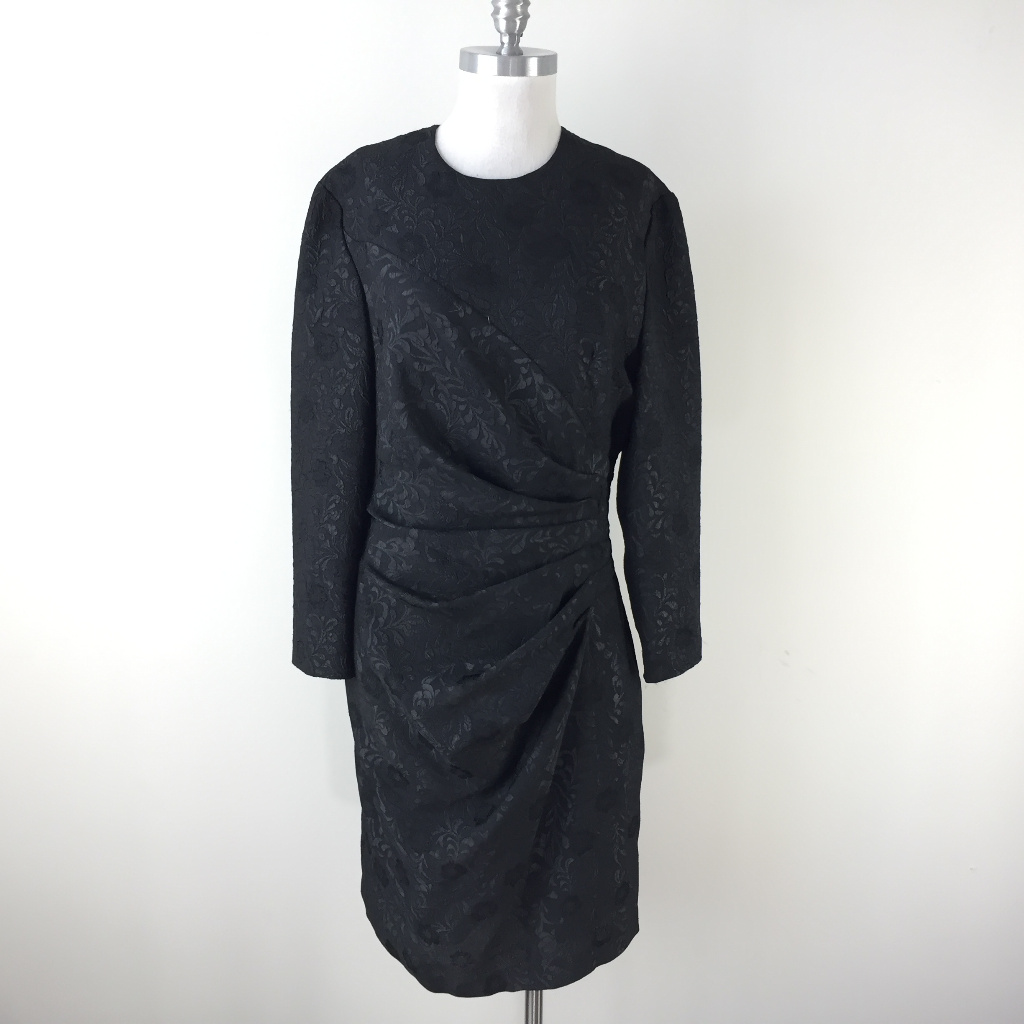 Vintage Karen Laurence 14 16 Black Embossed Dress